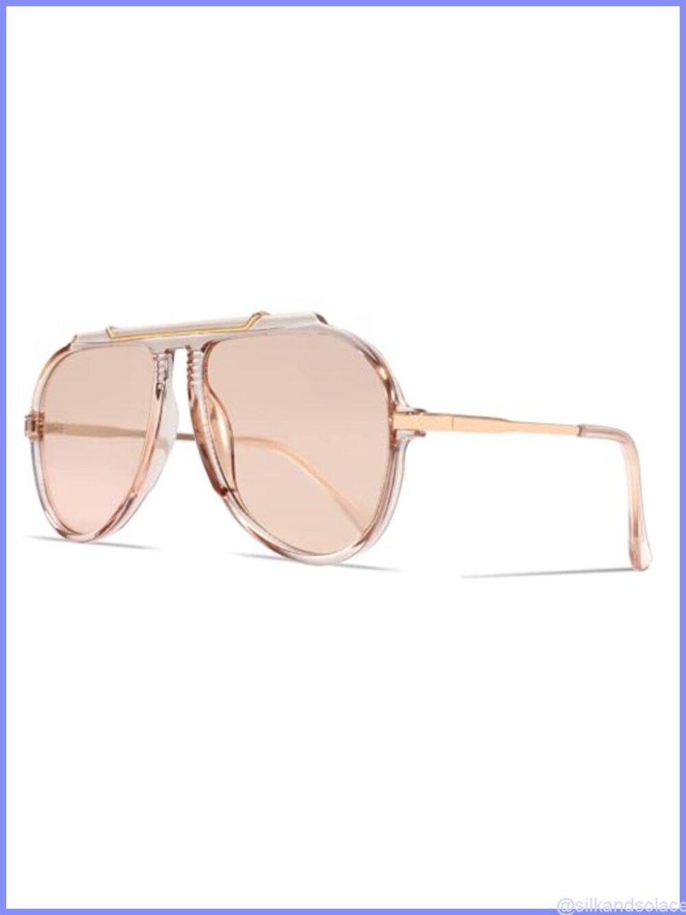 Oversized Aviator Sunglasses Retro 70s Gold Metal Accent Tangle-Free UV400